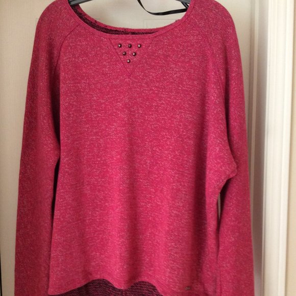 NWOT - Marc New York Hot Pink Mixed Performance Sweater/Sweatshirt with studs - Picture 1 of 7